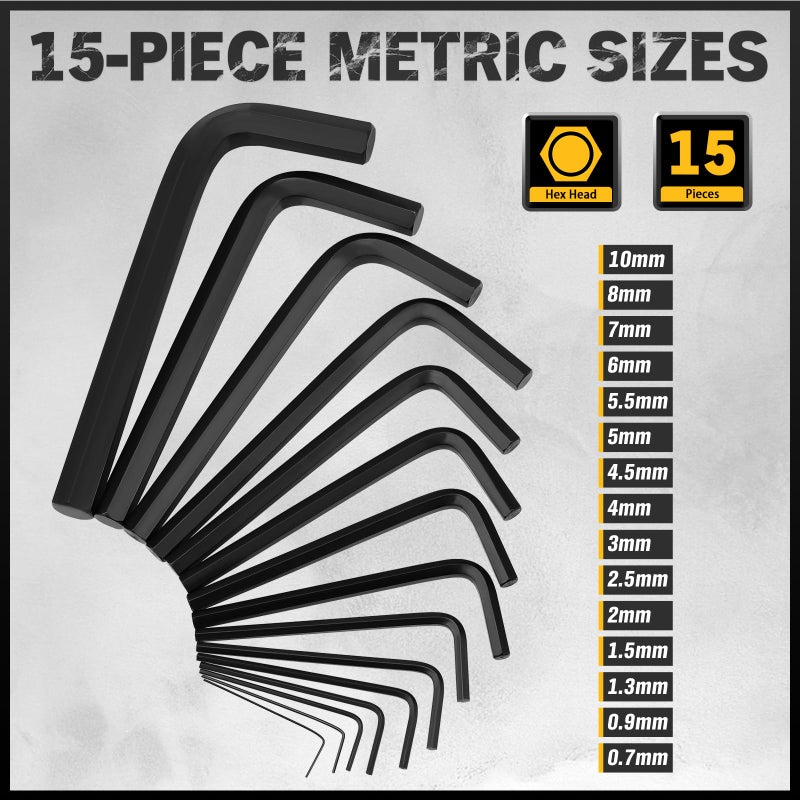 ELEAD Hex Key Allen Wrench Set: 41-Piece Hex and Torx Key Set with Torque Handle, Standard SAE(0.028"-3/8") & Metric(0.7mm-10mm) & Torx(T9-T50) in Storage Case, Heat Treated Chrome Vanadium Steel - Image 4