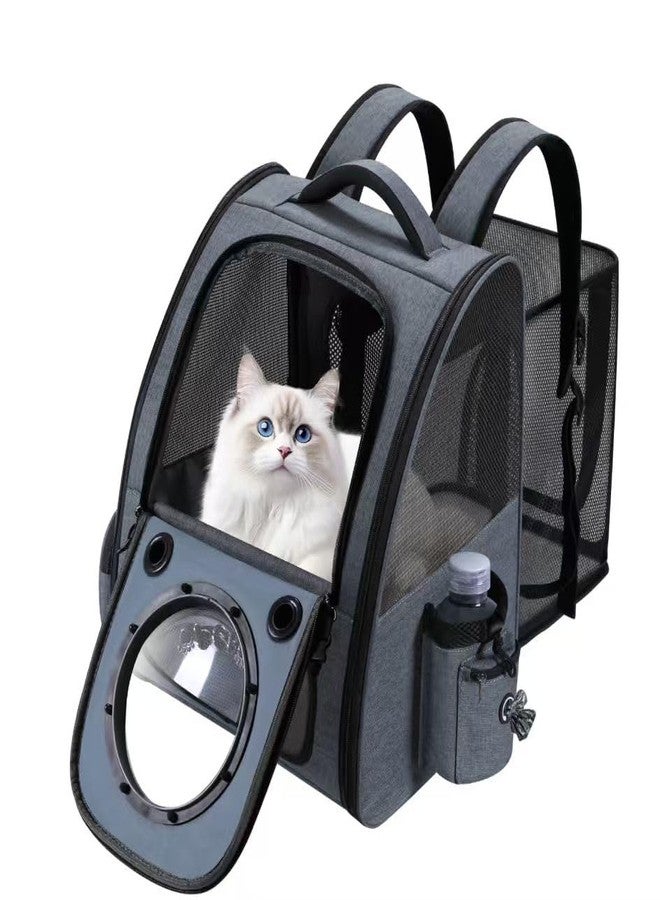 Groxkox Bubble Cat Backpack Carrier, Expandable Cat Carrier Backpack,Breathable Pet Backpack for Medium Cat,Kitten and Small Puppy, Large Space,Portable Bags Foldable Dog Backpack for Traveling,Hiking(Grey) - Image 1