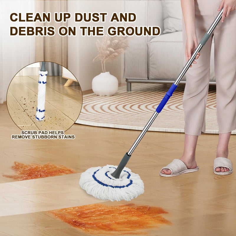 kickleen Self Wringing Floor Cleaner with 52.5 Inch Long Handle, Heavy Duty Wet Mop for Hardwood, Tile, Vinyl, Laminate Floors (White) - Image 5