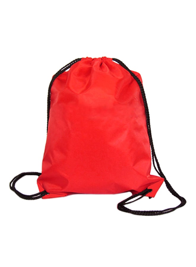 Nylon Drawstring Outdoor Backpack Red - Image 1