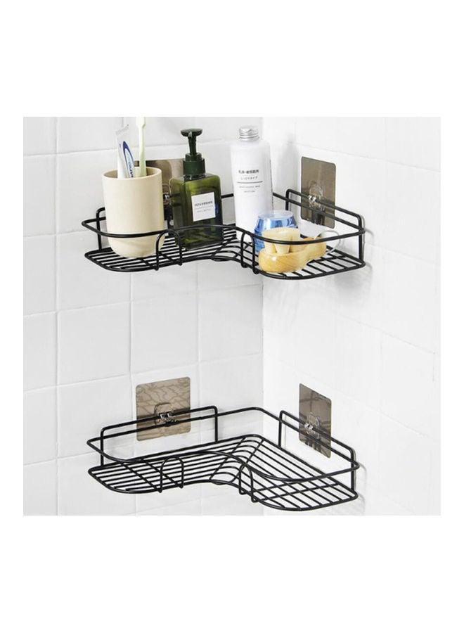 Wall Mounted Bathroom and Kitchen Corner Shelf Black 26.7 x 6cm - Image 2