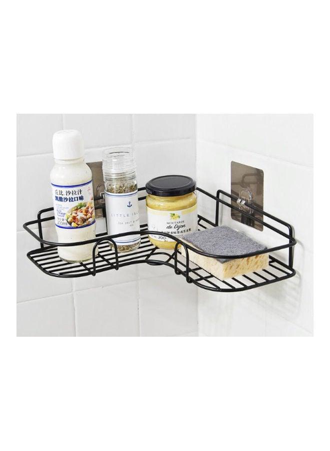 Wall Mounted Bathroom and Kitchen Corner Shelf Black 26.7 x 6cm - Image 3