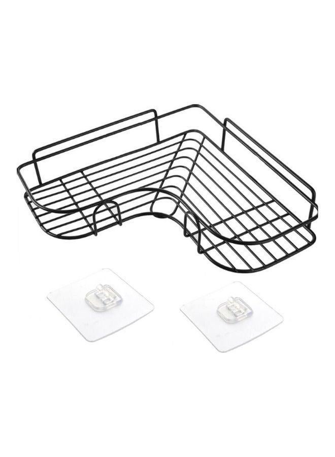 Wall Mounted Bathroom and Kitchen Corner Shelf Black 26.7 x 6cm - Image 1