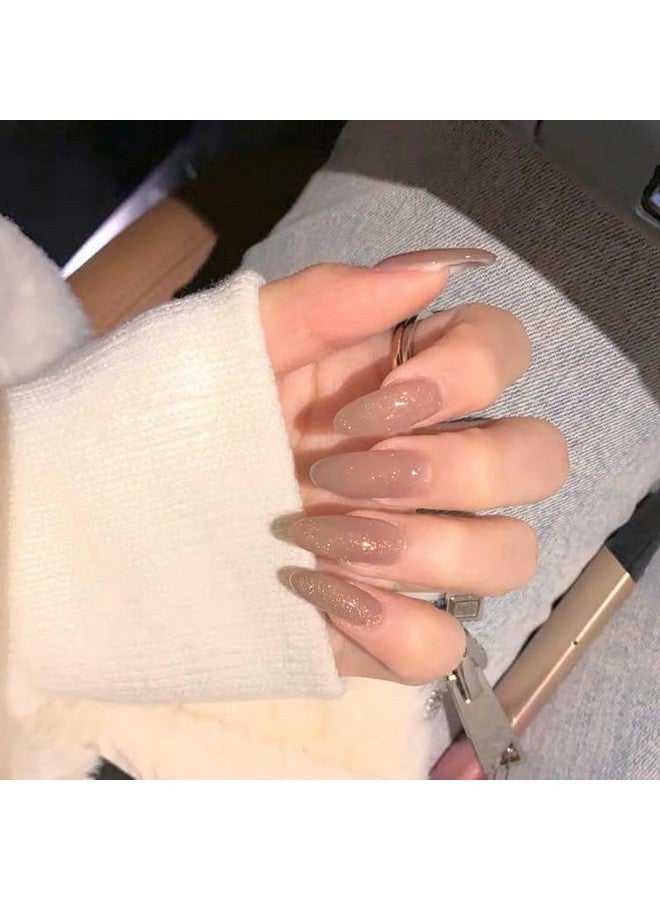 KLOSS BEAUTY Sun Kissed Tan Glossy Press On Nails Artificial Nails, Reusable Fake Nails, Set Of 22 False Nails Universally Sized Nail Extensions For Women Press- On Nails, Longlasting Fake Nails With Glue High Gloss Finish (Tan Glossy) - Image 1