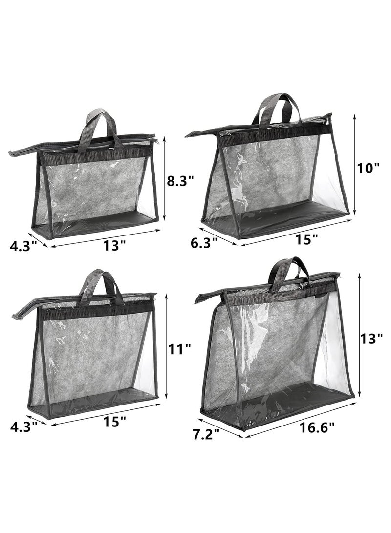 Jorunb 12 Pack Dust Bags for Handbags, Clear Handbag Storage Organizer for Closet, Purse Protector Storage Bag with Zipper and Handle, Hanging Dust Cover Bag for Handbags - Image 2