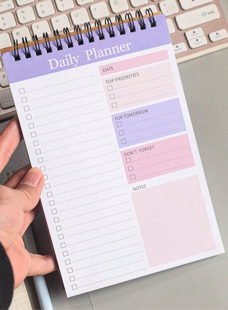 Generic 1pc A5 Spiral-Bound Daily Planner Notebook – Undated Minimalist Design with To-Do List, Monthly & Weekly Layouts, Thick Paper, Hard Cover, and Goal-Setting Pages – Perfect for School, Office & Personal Organization  - Image 1