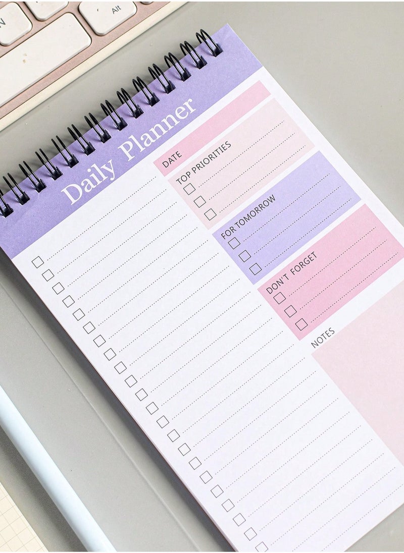 Generic - 1pc A5 Spiral-Bound Daily Planner Notebook – Undated Minimalist Design with To-Do List, Monthly & Weekly Layouts, Thick Paper, Hard Cover, and Goal-Setting Pages – Perfect for School, Office & Personal Organization - Image 1