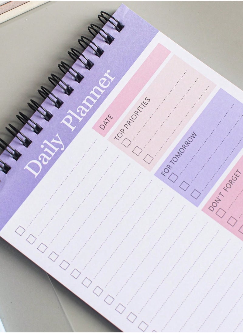 Generic - 1pc A5 Spiral-Bound Daily Planner Notebook – Undated Minimalist Design with To-Do List, Monthly & Weekly Layouts, Thick Paper, Hard Cover, and Goal-Setting Pages – Perfect for School, Office & Personal Organization - Image 1