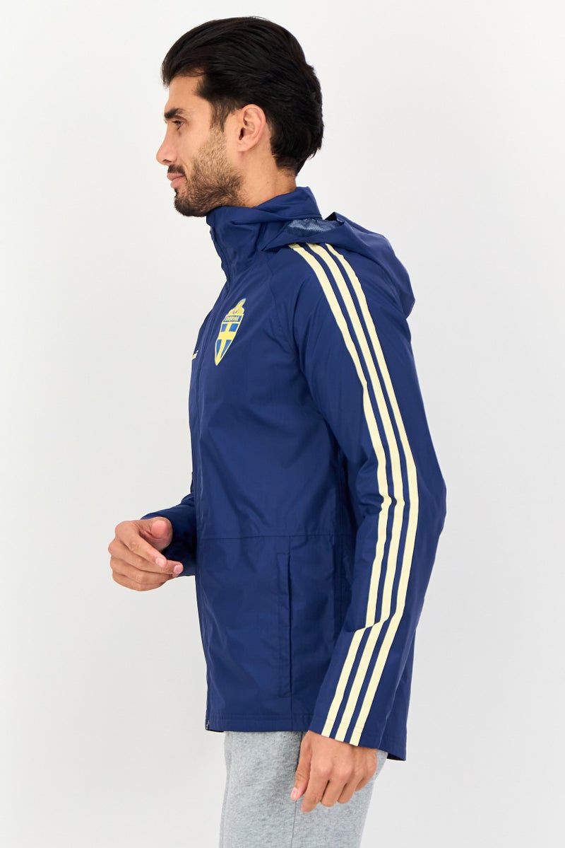 Adidas Men Sportswear Fit Sverige Football Jacket, Navy - Image 2