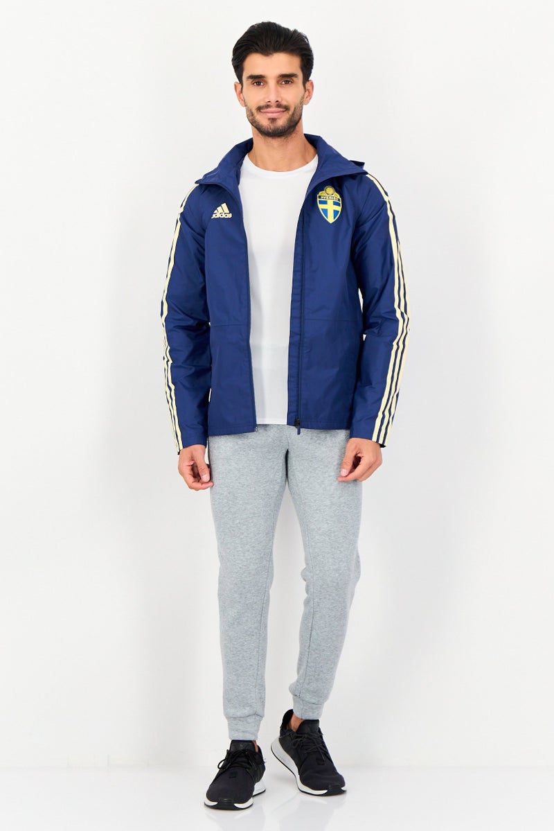 Adidas Men Sportswear Fit Sverige Football Jacket, Navy - Image 4