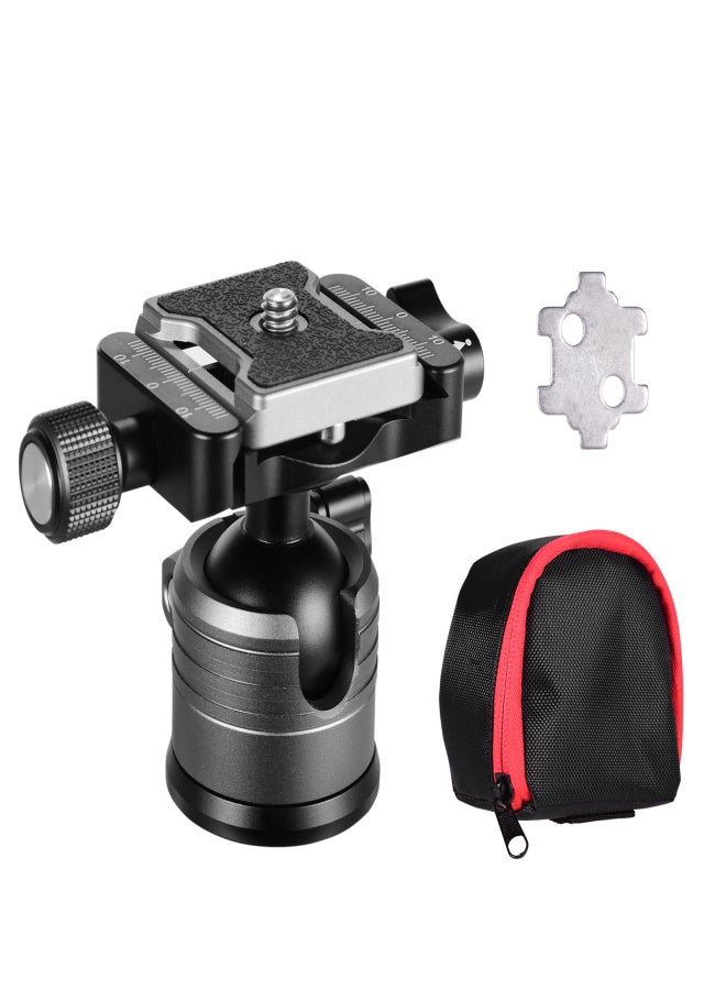 CNC Aluminum Alloy Dual Panoramic Ball Head Low Center of Gravity Single U Notch Design with 1/4 Inch Screw Mount for DSLR ILDC Cameras Tripod Monopod Max. Load 10kg Grey - Image 4