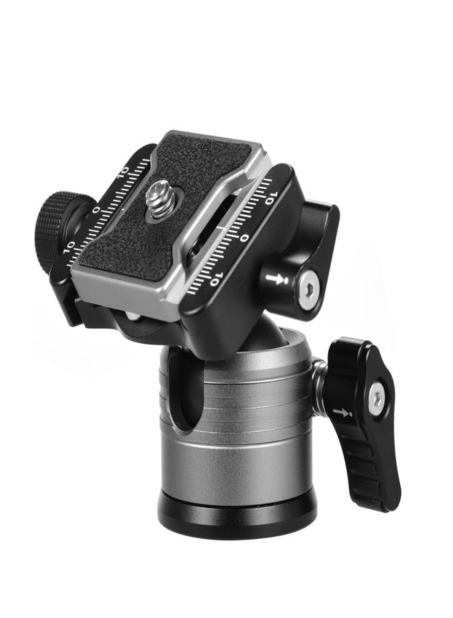 CNC Aluminum Alloy Dual Panoramic Ball Head Low Center of Gravity Single U Notch Design with 1/4 Inch Screw Mount for DSLR ILDC Cameras Tripod Monopod Max. Load 10kg Grey - Image 2