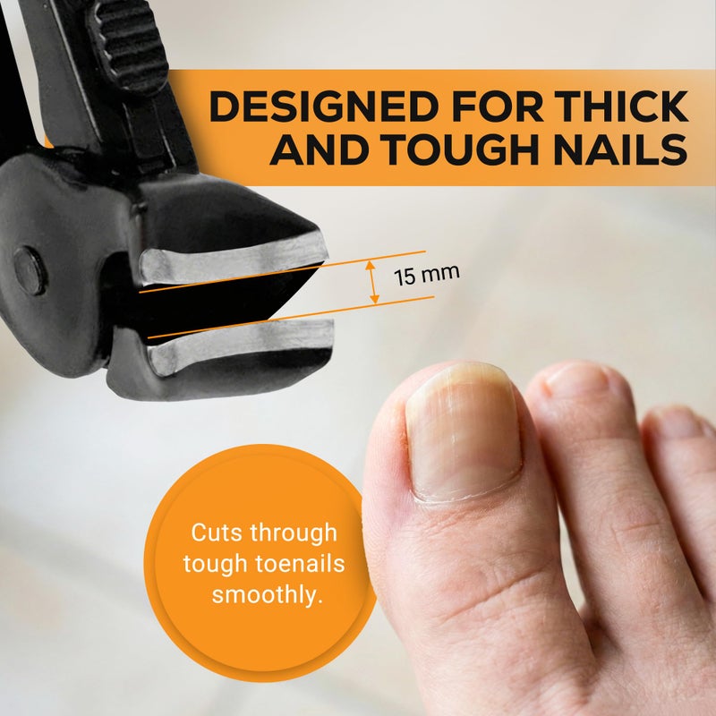 EZPIK Thick Toe Nail Clippers for Seniors with Nail File Set, Ergonomic Nail Cutter with 4.8â€ Long Handle, Angled Head & Stainless Steel Blades, Comfortable Toenail Clippers for Weak & Arthritic Hands - Image 3