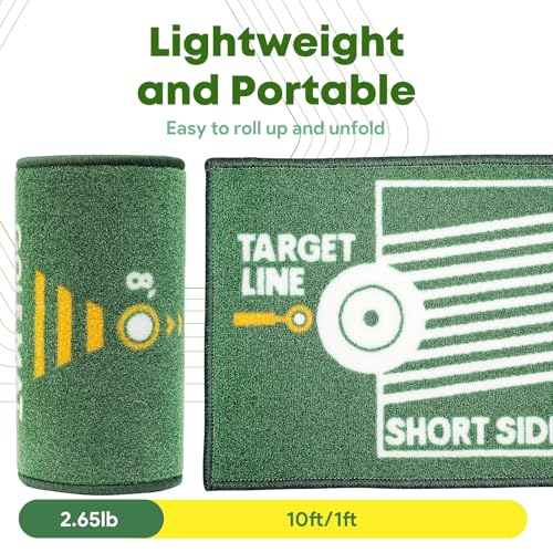 Ponsonbay Golf Putting Mat Indoor & Outdoor Professional Golf Practice Putting Green Mat with Distance Marker Anti Slip Backing Golf Training Accessories Portable Mat PM-007 - Image 3