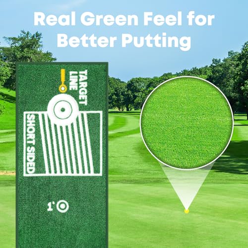Ponsonbay Golf Putting Mat Indoor & Outdoor Professional Golf Practice Putting Green Mat with Distance Marker Anti Slip Backing Golf Training Accessories Portable Mat PM-007 - Image 5