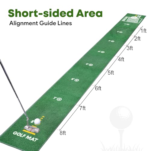 Ponsonbay Golf Putting Mat Indoor & Outdoor Professional Golf Practice Putting Green Mat with Distance Marker Anti Slip Backing Golf Training Accessories Portable Mat PM-007 - Image 4