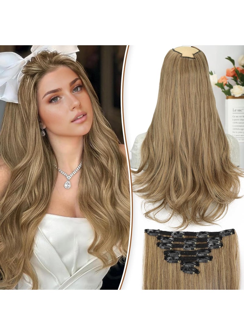 KooKaStyle - KooKaStyle Clip in Hair Extensions Thick Long Straight Hair Extensions Upgrade Soft Lace Weft Lightweight 7PCS Layered Hair Extensions Dark Ash Blonde 20Inch for Women - Image 1