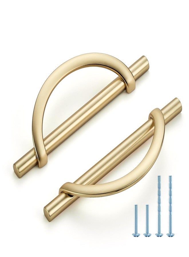 HOME EDIT Brushed Brass Cabinet Pulls, 5 Inch Hole Center, 128 mm, Curved Design Cabinet Handles for Kitchen,Cupboard, Drawer & Bathroom 10 Pack - Image 1