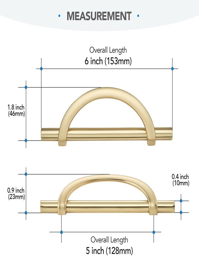 HOME EDIT Brushed Brass Cabinet Pulls, 5 Inch Hole Center, 128 mm, Curved Design Cabinet Handles for Kitchen,Cupboard, Drawer & Bathroom 10 Pack - Image 2