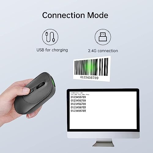 THARO New Wireless Mouse Barcode Scanner, 2-in-1 Design 2D Handheld Barcode Scanner with Wireless Mouse Functions for POS System,Store,Supermarket, Warehouse.(Black) - Image 4