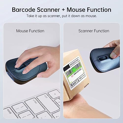 THARO New Wireless Mouse Barcode Scanner, 2-in-1 Design 2D Handheld Barcode Scanner with Wireless Mouse Functions for POS System,Store,Supermarket, Warehouse.(Black) - Image 2
