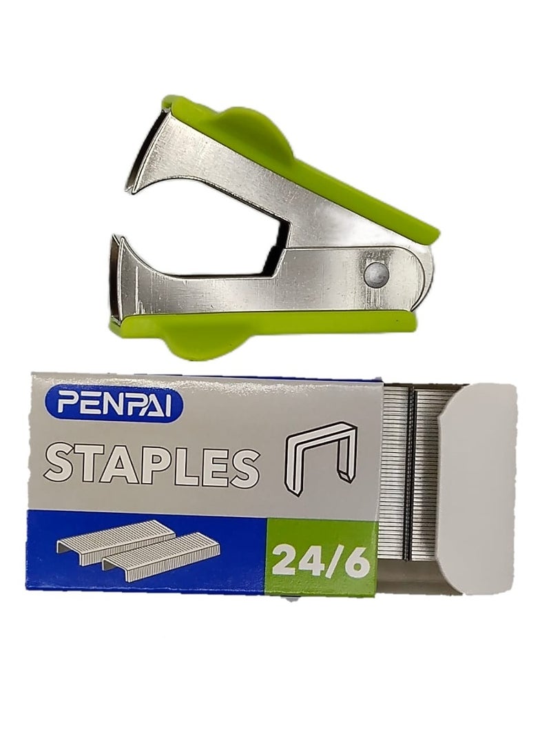 Phindbooks Penpai Stapler Set with 24/6 and 26/6 Staples, Metal Construction, Green and White - Image 4