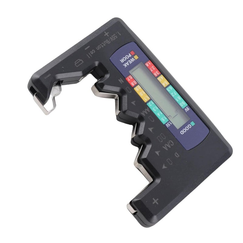 Black Battery Tester for D C N AAA AA Button Cells with LCD Readout Impact Proof for Travel - Image 1