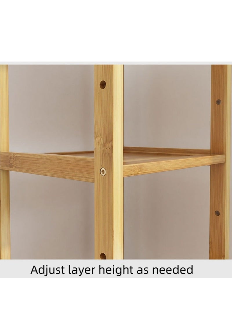 والالا رف كتب من الخيزران على الأرض بتصميم بسيط، رف تخزين للتشطيب المنزلي، منظم تخزين متين لخزانة الكتب مع عجلات للمكتب المنزلي - Image 5