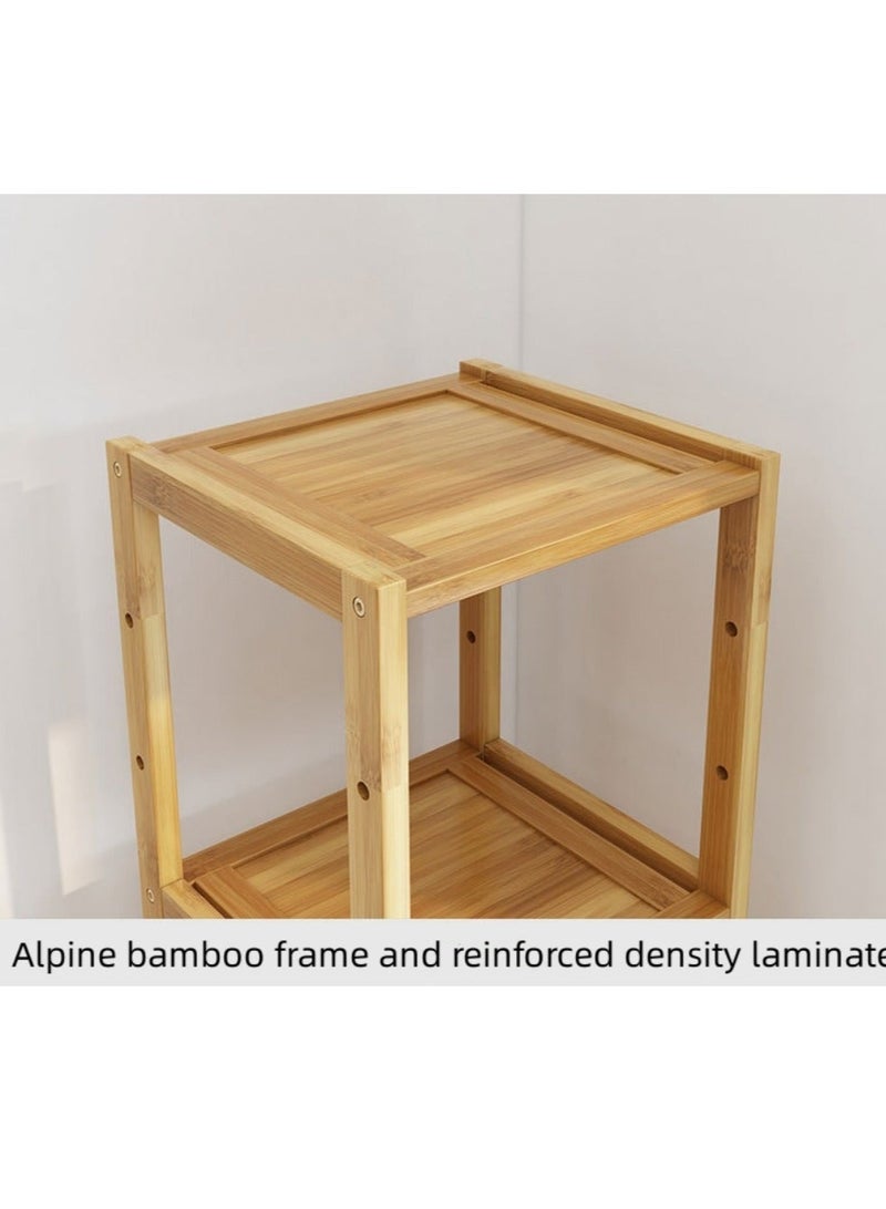 والالا رف كتب من الخيزران على الأرض بتصميم بسيط، رف تخزين للتشطيب المنزلي، منظم تخزين متين لخزانة الكتب مع عجلات للمكتب المنزلي - Image 4