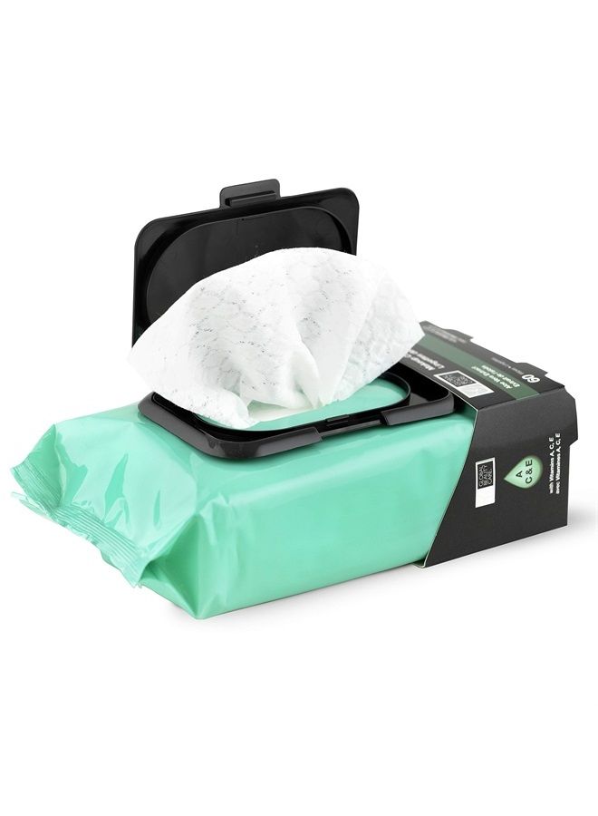 Global Beauty Care مناديل إزالة المكياج بخلاصة الألوة فيرا النقية واللطيفة - 60 قطعة لإزالة المكياج بفعالية