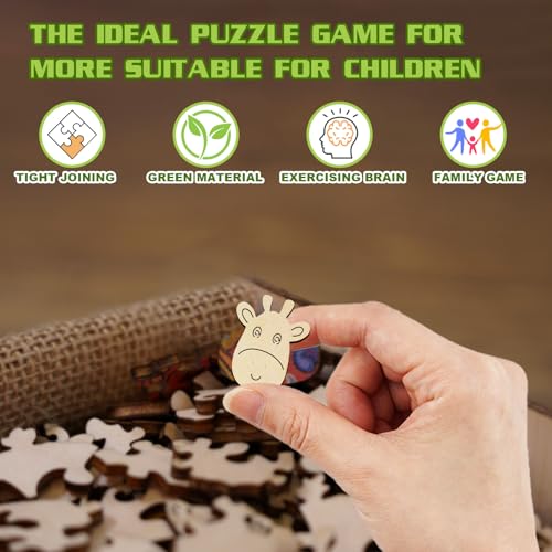 Aeekdook Wooden Puzzles for Kids Ages 46 Giraffe Puzzle 114 x 114 in 50 Piece Puzzles for Kids All Pieces Unique Shape Gifts for Boys Girls Toddlers Ages 35 24 Year Old - Image 5