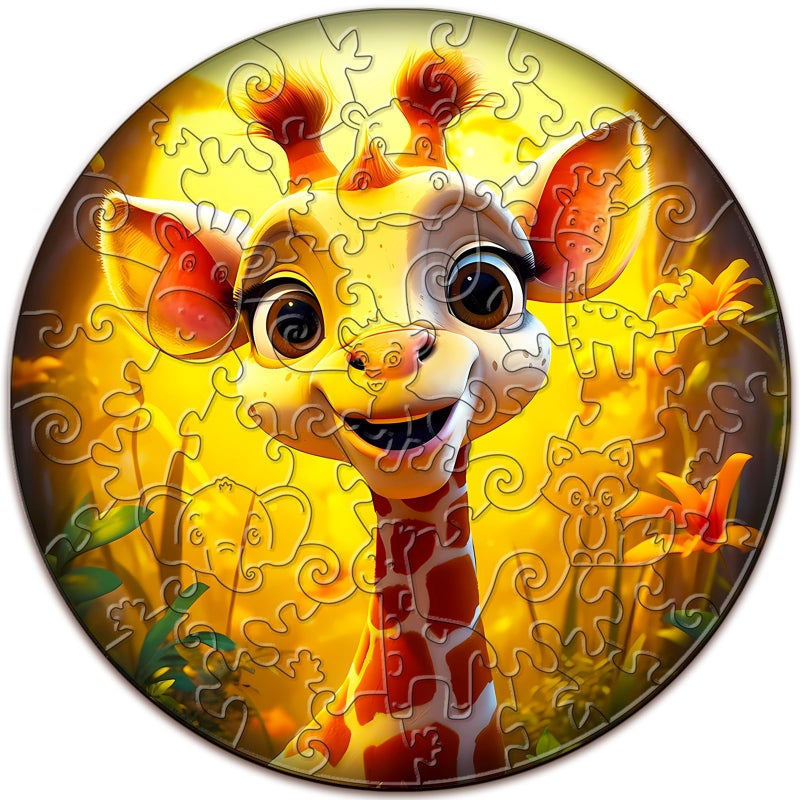 Aeekdook Wooden Puzzles for Kids Ages 46 Giraffe Puzzle 114 x 114 in 50 Piece Puzzles for Kids All Pieces Unique Shape Gifts for Boys Girls Toddlers Ages 35 24 Year Old - Image 3