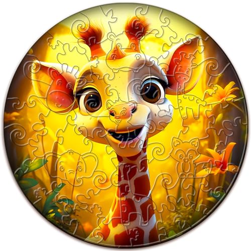 Aeekdook Wooden Puzzles for Kids Ages 46 Giraffe Puzzle 114 x 114 in 50 Piece Puzzles for Kids All Pieces Unique Shape Gifts for Boys Girls Toddlers Ages 35 24 Year Old - Image 1