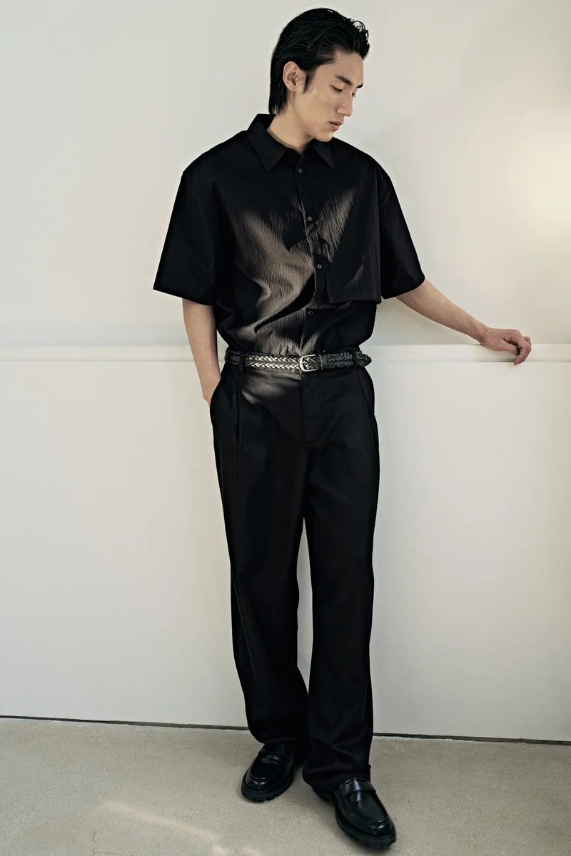 H&M  Loose Fit Crinkled shirt for Men | Best Price UAE