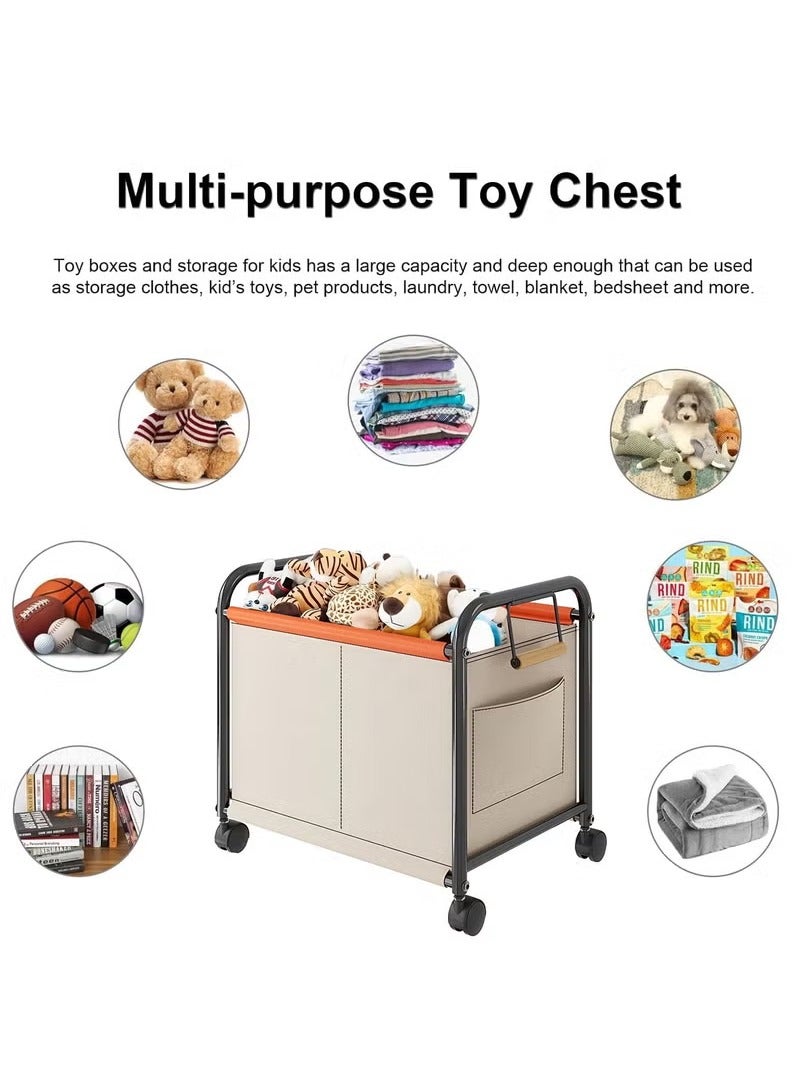 Toy Trolley Rack, Toy Sundries Storage Basket Rack, Bedroom Living Room, Four-Wheeled Large-Capacity Widened and Movable - Image 3