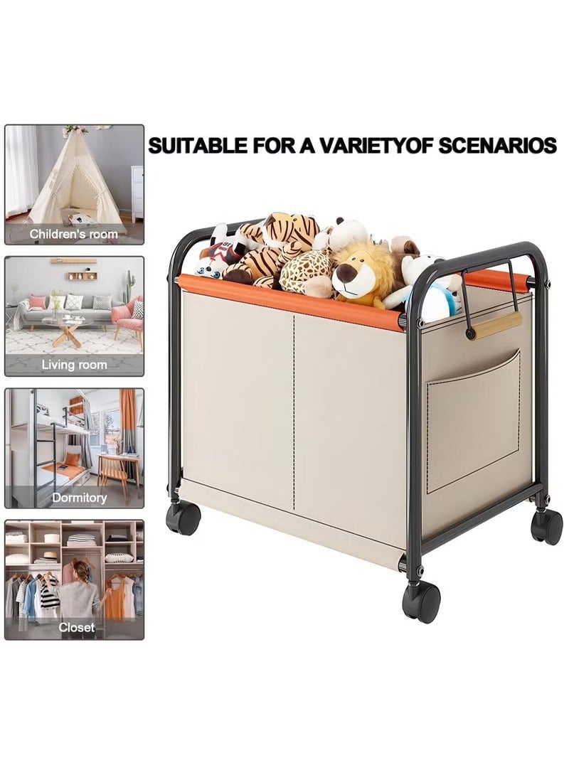 Toy Trolley Rack, Toy Sundries Storage Basket Rack, Bedroom Living Room, Four-Wheeled Large-Capacity Widened and Movable - Image 4