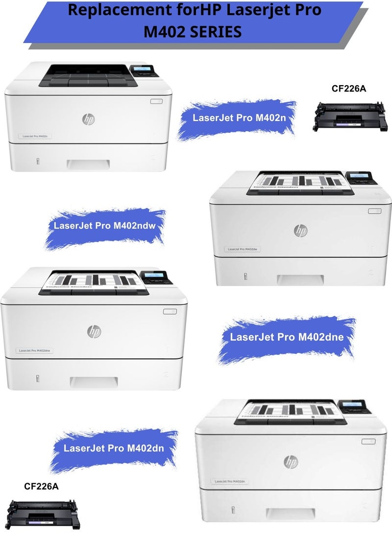 خرطوشة حبر 26A (CF226A) متوافقة مع طابعات HP ليزر جيت M402dn, M402dw, M402n و MFP M426fdn, M426fdw - أسود 3100 صفحة - Image 3