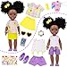 Ecore Fun 145 Inch Black Baby Doll 12 Pcs Black Doll Clothes and Accessories African Washable Realistic Silicone Girl Dolls Include Doll Clothes Shoes Phone Glasses Camera Hairpin Bracelet Stickers - Image 4