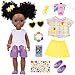 Ecore Fun 145 Inch Black Baby Doll 12 Pcs Black Doll Clothes and Accessories African Washable Realistic Silicone Girl Dolls Include Doll Clothes Shoes Phone Glasses Camera Hairpin Bracelet Stickers - Image 2