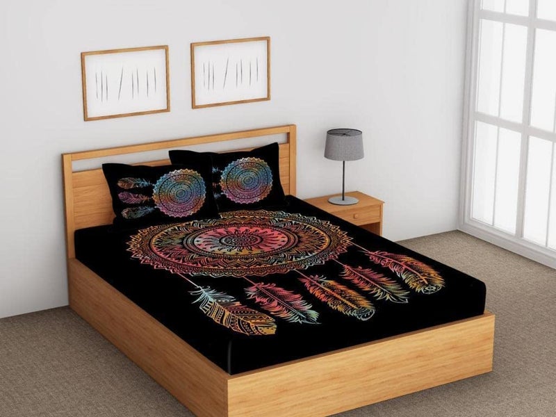 The Hobby Bounty The Hobby Bounty THB Tie Dye Luxury Soft Cotton Multicolor King Size 400 TC Printed Bedsheet Set with 2 Pillow Cover Wrinkle and Fade Resistant Bedsheet  - Image 3