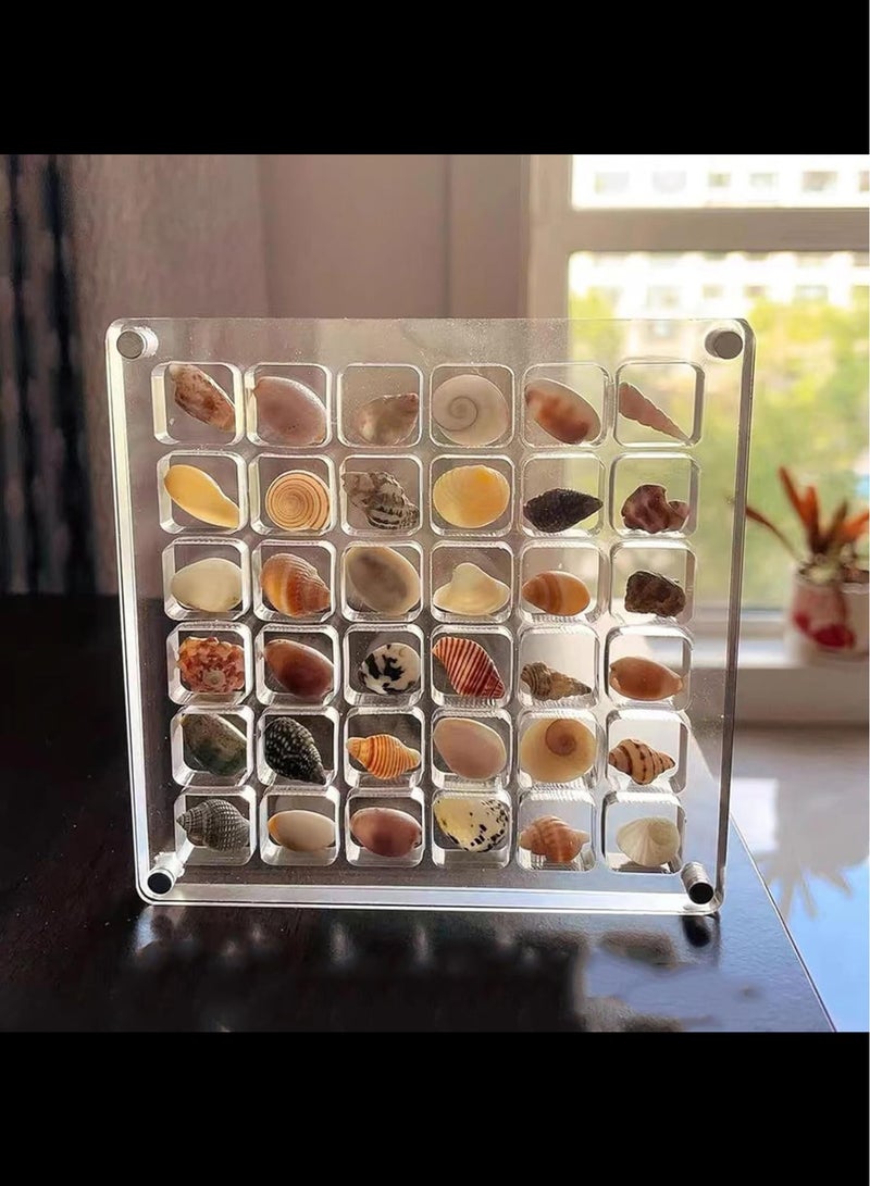 Acrylic Magnetic Seashell Display Box,Portable Display Box,36 Grids Diamond Gemstone Beads Storage Display Organizer Box,Clear Mini Seashell Storage Box - Image 5