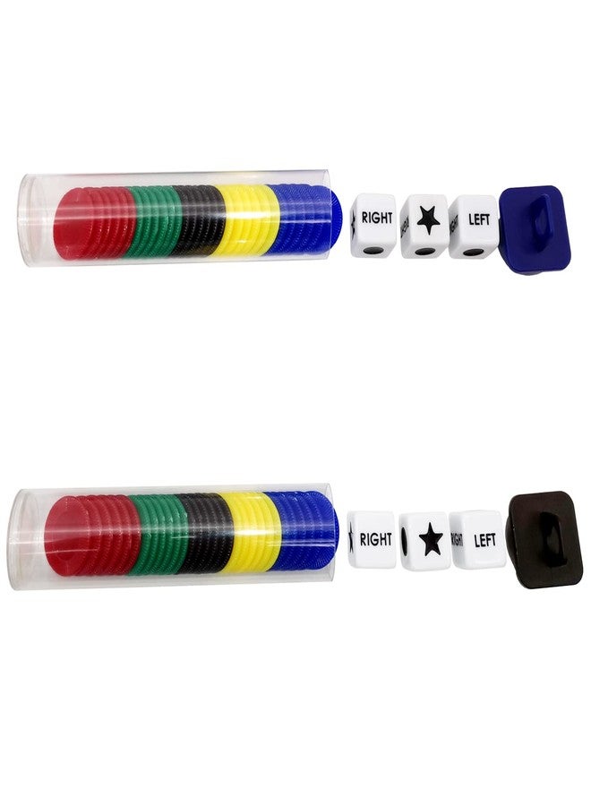 Ahoper Left Right and Center Dice Game Prime Set Bundle with 3 Dices + 30 Chips - 2 Sets Assorted Colors Round Tube Storage is Very Convenient for Travel. Easy to Store, Carry Around.(2 Pack) - Image 4