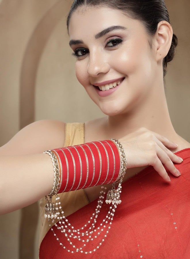 كارات كارت أساور تشودا تقليدية مطلية بالذهب العتيق من كاراتكارت مرصعة بالأحجار الكريمة، مناسبة للعرائس. - Image 2