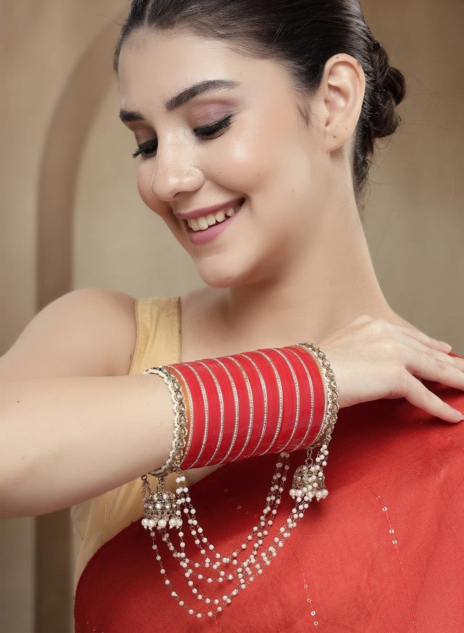 كارات كارت أساور تشودا تقليدية مطلية بالذهب العتيق من كاراتكارت مرصعة بالأحجار الكريمة، مناسبة للعرائس. - Image 3