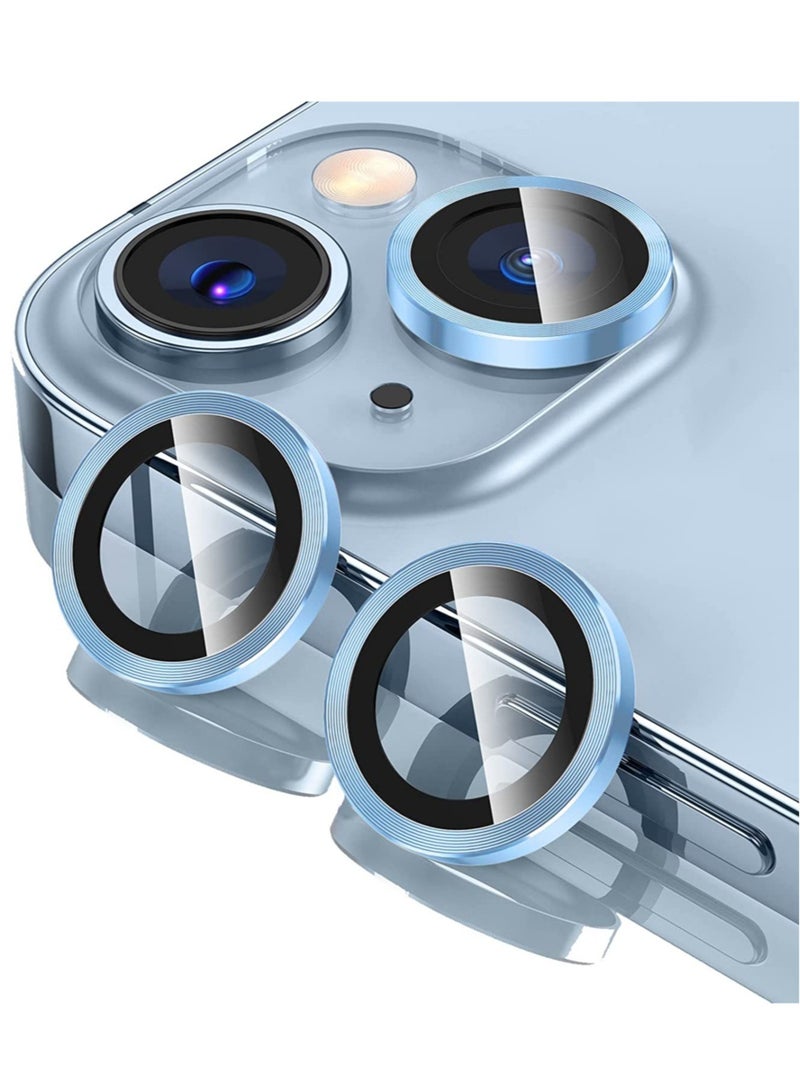 ELTRAZONE iPhone 14 - iPhone 14 Plus Camera Lens Protector, 9H Tempered Glass Camera Cover Screen Protector Metal Individual Ring for iPhone 14 6.1 inch iPhone 14 Plus 6.7 inch (Blue) - Image 1