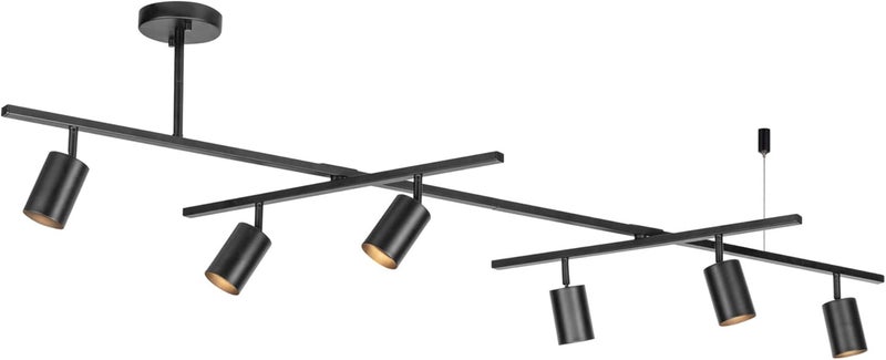 Globe Electric 59829 64" 6-Light Track Lighting, Matte Black Finish, Center Swivel Bar, Adjustable Heads, GU10 Base, Dimmable, Modern Industrial Lighting - Image 1