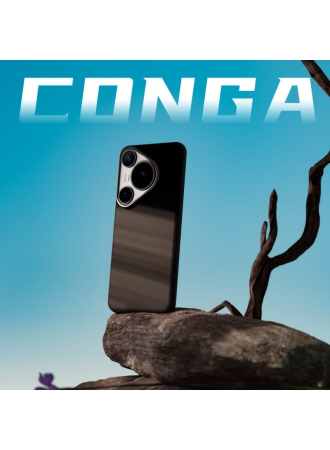Conga Kevlar Aramid Fiber Protective Case For Huawei Pura70pro/pro+, Full Coverage Ultra-thin Hard Shell, Shockproof, Heat Dissipation, Magnetic Slim Metal Ring, Fire