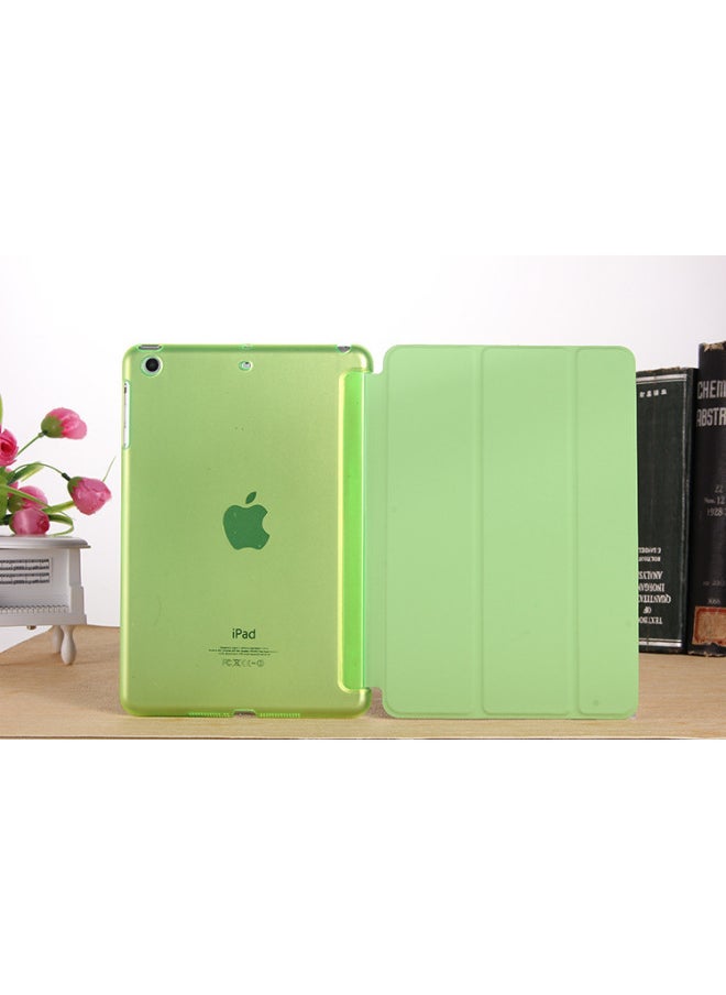 Suitable For IPad 10.2 Flat Protective Cover Pro11 Elastic Leather 10.5 Triple Fold Mini6 Bracket Hard Shell-Color:Green-Applicable Model:mini 1/2/3  - Image 1