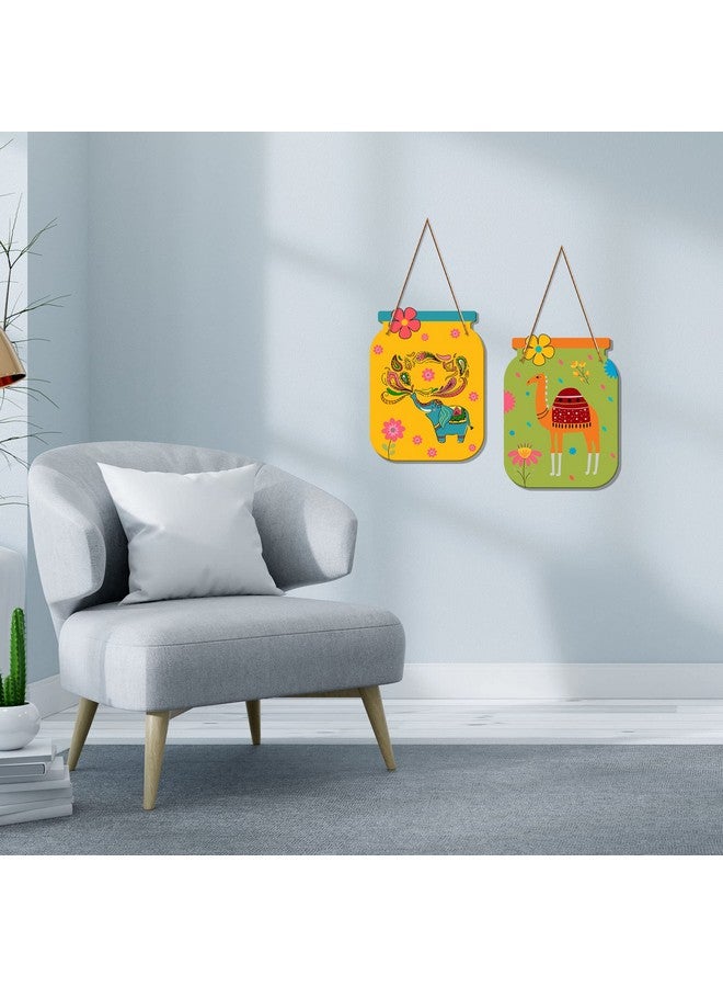 Artvibes Rajasthani Art Decorative Wall Art MDF Wooden Wall Hanger for Living Room | Bedroom | Office | Gift | Wall Hanging Ornaments For Home Decoration | Home Decor Items (WH_6809N), Set of 2 - Image 3