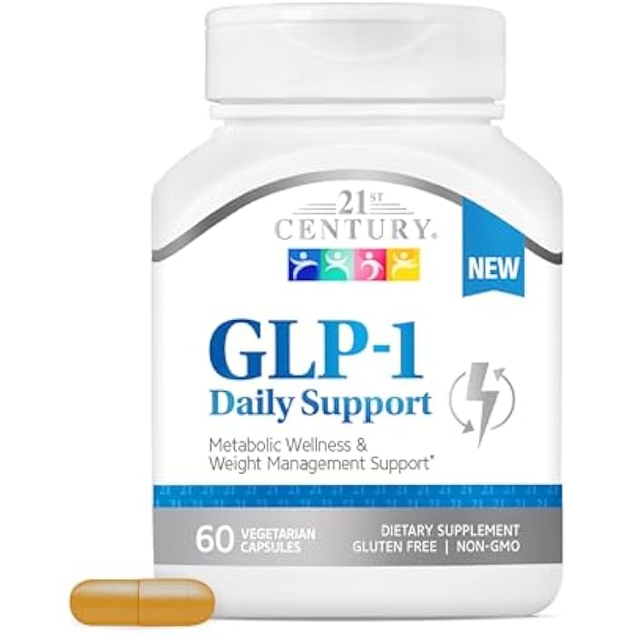 21st Century مكمل دعم GLP-1 اليومي من القرن الحادي والعشرين (60 حبة)، إدارة الوزن، التمارين، ودعم صحة الأيض اليومية، كبسولات نباتية مع الكركم، البرباريس، ومستخلص الشاي الأخضر، خالي من الغلوتين - Image 1